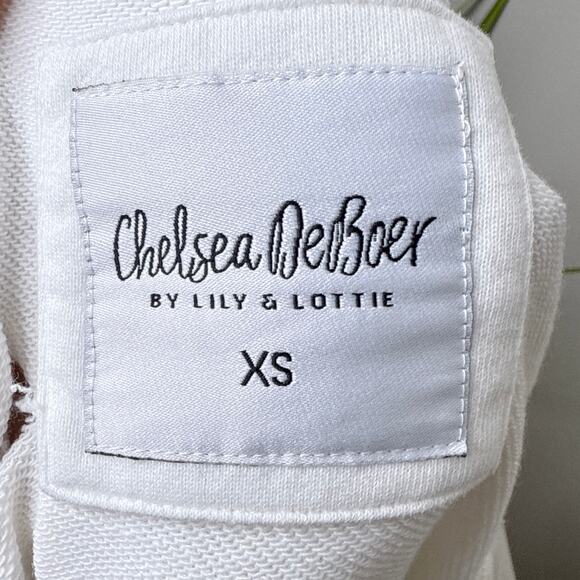 Lily & Lottie Distressed Crew Sweatshirt XS White French Terry Oversized - Picture 10 of 12